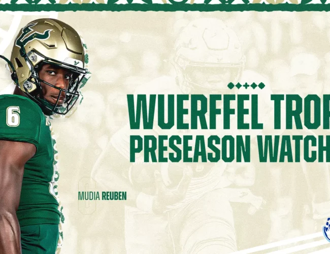 South Florida Football’s Reuben Named to Wuerffel Trophy Watch List